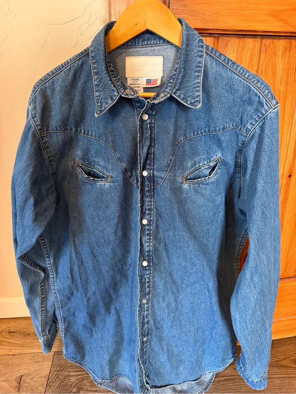 Vintage Schaefer Outfitter Denim Snap Shirt - Made in USA - Large